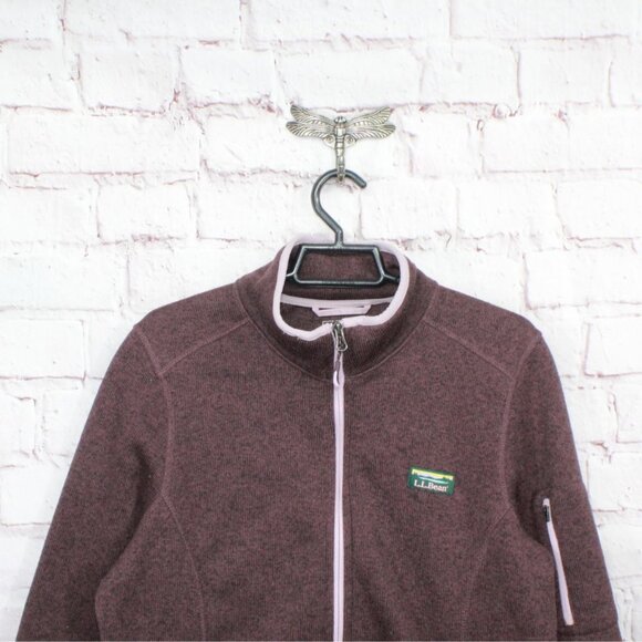 L.L. Bean Womens Full-Zip Burgundy Fleece Jacket Size XL Lightweight Warm Layer - Picture 2 of 10